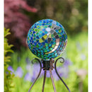 10" Mosaic Glass Gazing Ball, Green Dragonfly