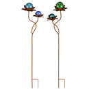 39.5" Rust Floral Garden Stake with Art Glass Orb, 2 Asst, 3 of Each, 6 Piece CDU