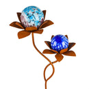 39.5" Rust Floral Garden Stake with Art Glass Orb, 2 Asst, 3 of Each, 6 Piece CDU