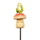 Cottage Garden Stake, Friendly Frog Plant Pick with Display Bucket, 15"H