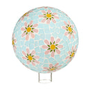 10" Mosaic Glass Gazing Ball, Blue with Pink Flowers