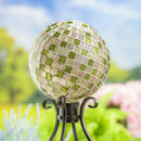 10" Mosaic Glass Gazing Ball, Purple & Green Tiles