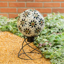 10" Mosaic Glass Gazing Ball, Blue & Green Flowers