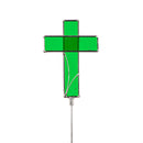 Memorial Garden Stake, Stained Glass Cross Plant Pick Program in Metal Bucket Display, 16"H