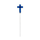 Memorial Garden Stake, Stained Glass Cross Plant Pick Program in Metal Bucket Display, 16"H