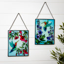 Pollinator Garden Indoor Wall Decor, Stained-Glass, Hummingbird, 8" L x 10" H, Asst of 2