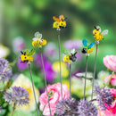 Pollinator Garden Stake, Bee Glass Plant Pick, 15"