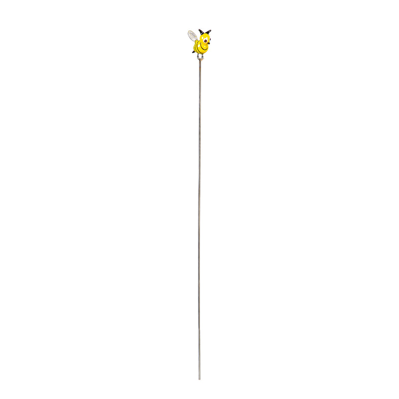Pollinator Garden Stake, Bee Glass Plant Pick, 15"
