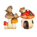 Resin Bird Sitting On Mushroom Statue, 5"H