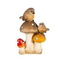 Resin Bird Sitting On Mushroom Statue, 5"H
