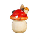 Resin Bird Sitting On Mushroom Statue, 5"H