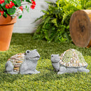 Stone Like Frog & Turtle Statue., 6"H