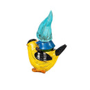 Resin Gnoms Riding On Bird Statue, 8"H