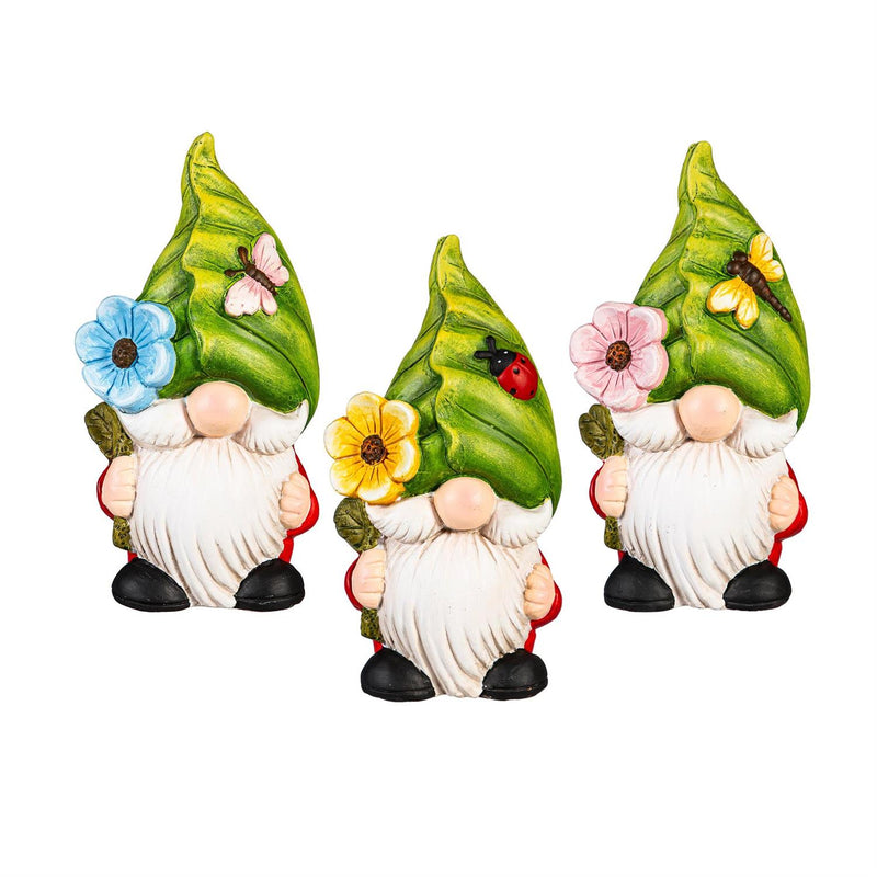 Terracotta Gnome With Leaf Head Statue, 10"H