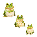 Pollinator Garden Statue, Ceramic Frog Family Statue, Set of 3, 7"H