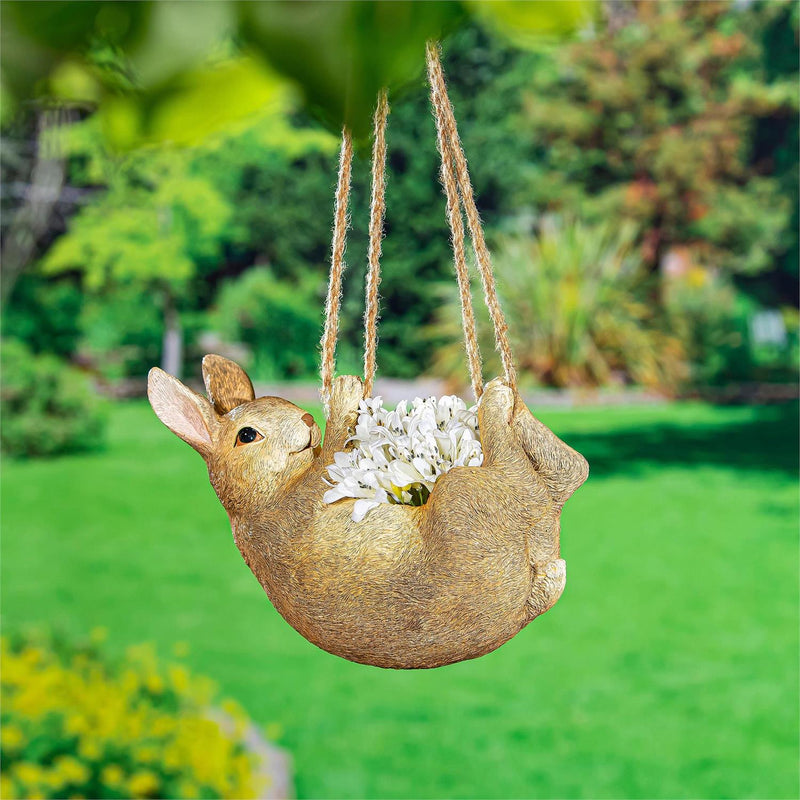 Rabbit Hanging Planter with Jute