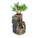 Tree Trunk Tabletop Fountain with Self-Watering Planter