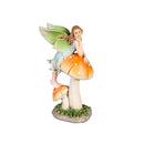 Resin Fairy Sitting On Mushroom Statue, 6"H