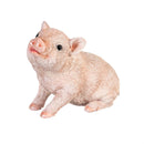 Petal & Plow Garden Statue, Resin Happy Pig Statue, 5"H