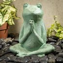 Pollinator Garden Statue, Praying Verdigris Frog Statue, 11"H