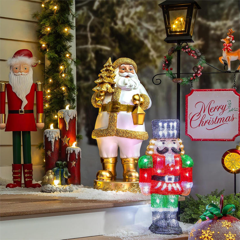 Joyful Traditions Garden Statue, Resin Statue, Gold Santa, 32"H
