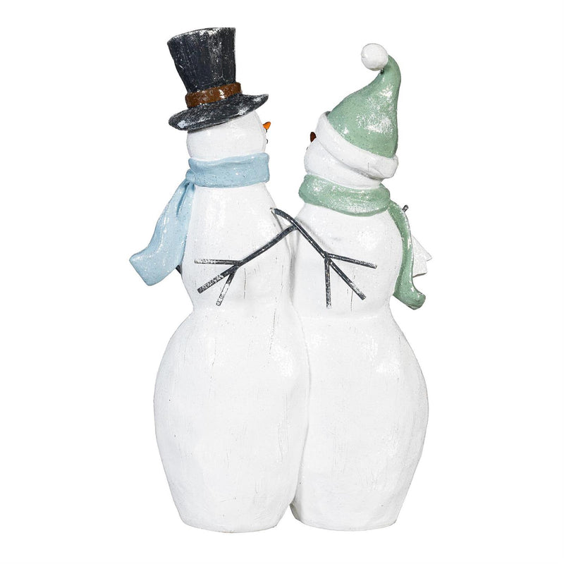 Season to Sparkle Garden Statue, Resin Garden Statue, Frosted Snowmen, 15.5"H