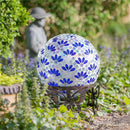 10" Mosaic Glass Gazing Ball, Blue Flower