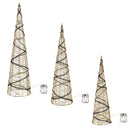 LED Christmas Tree Décor, Black Stripes, Set of 3