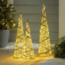LED Christmas Tree Décor, Black Stripes, Set of 3