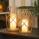 Bamboo and Glass Lanterns, Set of 2