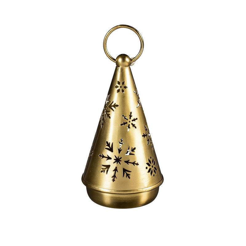 Season to Sparkle Candleholder Tree with Snowflake Cut Outs Metal Tealight Candle Holder, 7.5"H