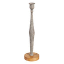 Metal Candlestick Holder with Wood Base, Set of 3