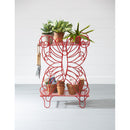 Outdoor Potting Table / Storage Display, Red Butterfly