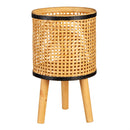 VivaStyle Planters, Wood, Woven Bamboo and Plywood Planter with Legs, Set of 2