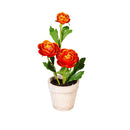 Hop Into Spring Faux Floral Table Decor Artificial Ranunculus in Cement Look Pot, In Wood Crate CDU