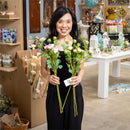 Hop Into Spring Faux Floral Table Decor Artificial Ranunculus in Cement Look Pot, In Wood Crate CDU