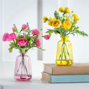 Artificial Ranunculus in Glass Vase Table Décor, Asst, 9"H