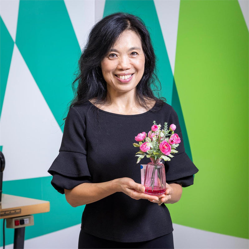 Artificial Ranunculus in Glass Vase Table Décor, Asst, 9"H