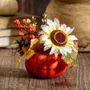 Fall Floral Artificial in Pumpkin Shaped Pot, 6.5"L