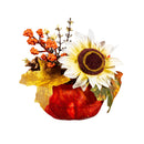 Fall Floral Artificial in Pumpkin Shaped Pot, 6.5"L