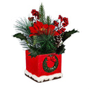 Poinsettia and Berries Artificial in Chimney Pot