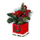 Poinsettia and Berries Artificial in Chimney Pot