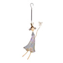 Garden of Wonder Outdoor Hanging Decor, Hand-Painted Metal, Fairies with Bugs, Set of 2
