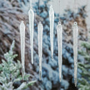 Season to Sparkle Decorative Garden Accent, Hanging Decor, Glass Icicle, 16" H, Set of 6