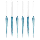 Season to Sparkle Decorative Garden Accent, Hanging Decor, Blue Glass Icicle, 16" H, Set of 6