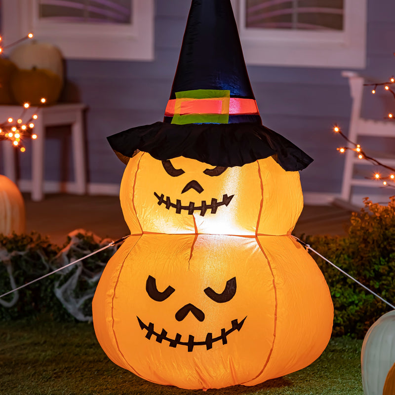 Evergreen Garden Accents,4ft Tall EverInflatable, Stacked Jack-O-Lanterns with Witch Hat,23.62x23.62x47.24 Inches