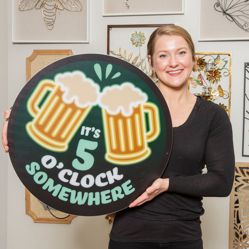 LED Wall Decor, Edgelite, Large Round, 5 O'Clock Somewhere