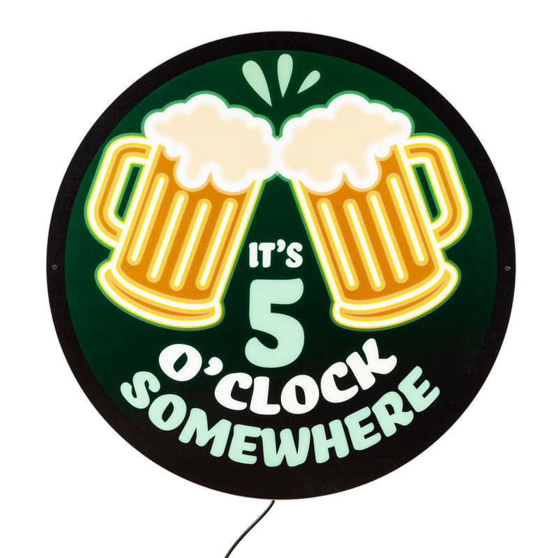 LED Wall Decor, Edgelite, Large Round, 5 O'Clock Somewhere