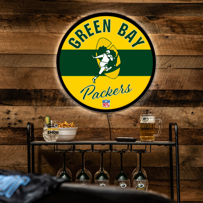 Green Bay Packers NFL Football Large Round Vintage Edgelite LED Decor