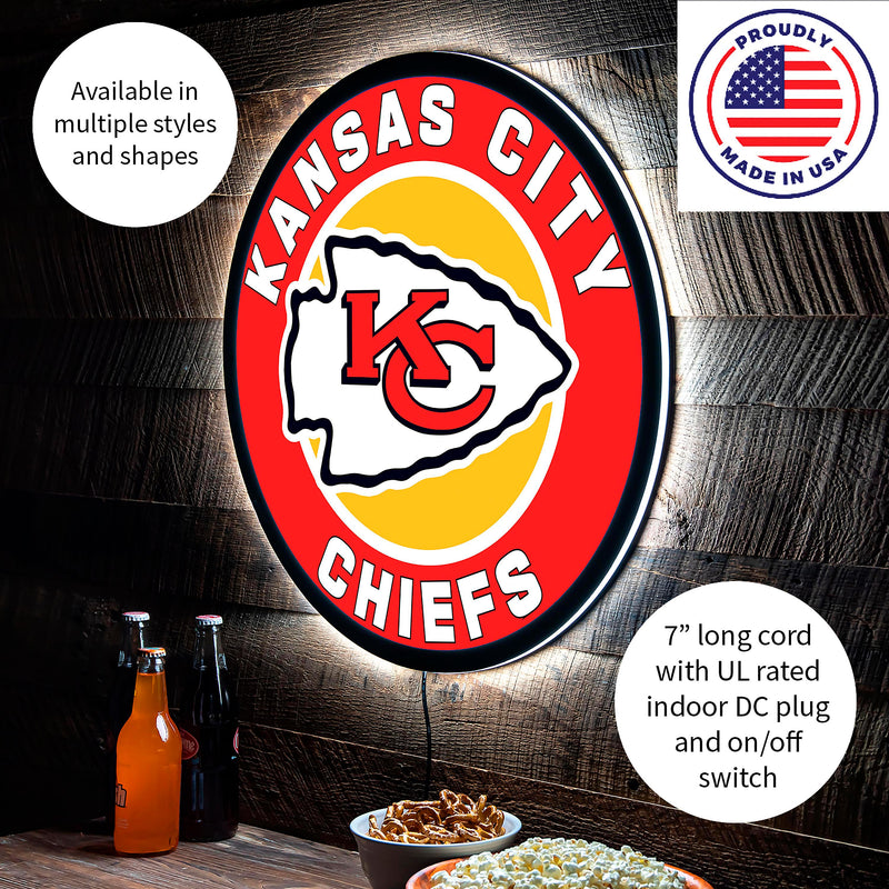 Kansas City Chiefs NFL Football Large Round Edgelite LED Decor
